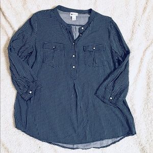 STYLUS Women’s Navy 3/4 Sleeve Blouse, Sz LARGE.